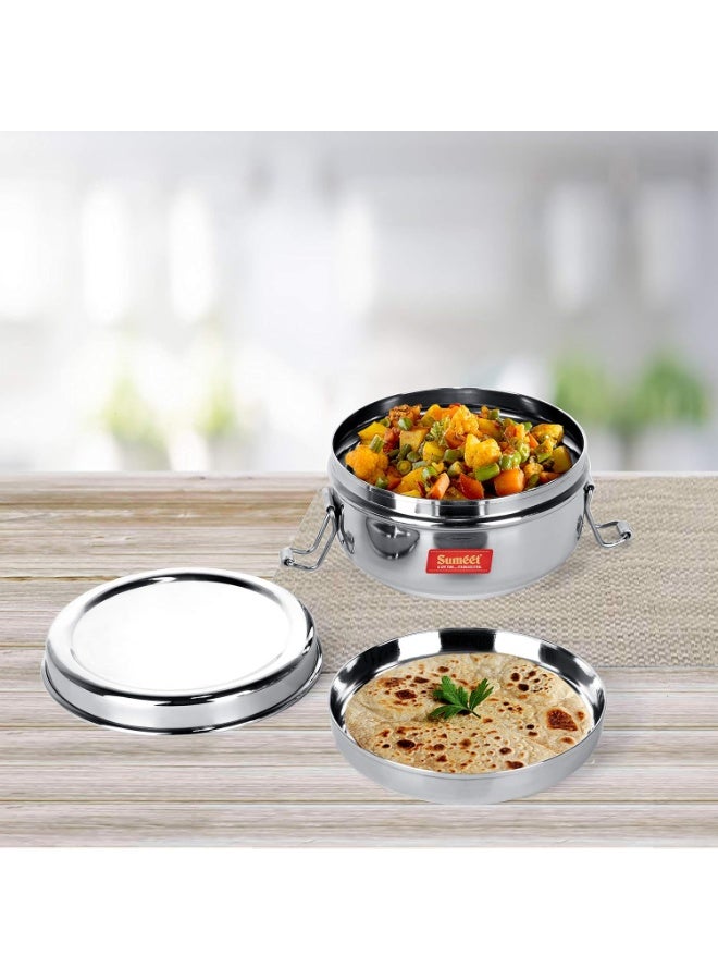 Sumeet Stainless Steel Food Pack Lunch Box for Kids/School with Steel Separator Plate and Locking Clip, 500ML Capacity - Image 4